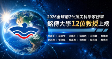 全球前2%頂尖科學家榜單 銘傳大學12位教授上榜